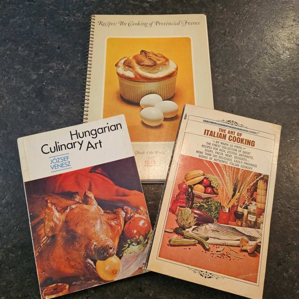 3 Vintage '50s/60s International Cuisine Cookbooks French, Hungarian, Italian